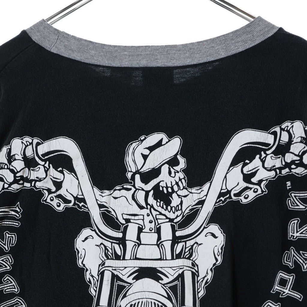 VINTAGE(ヴィンテージ) 00s WEST COAST CHOPPERS ウエストコーストチョッパーズ スカルアイアンクロス レイヤード 長袖Tシャツカットソー ブラック