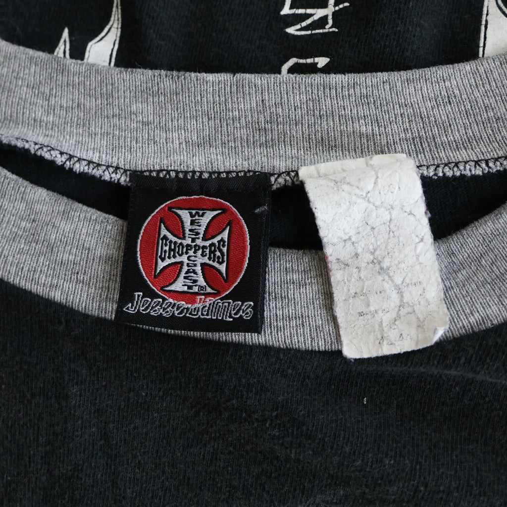 VINTAGE(ヴィンテージ) 00s WEST COAST CHOPPERS ウエストコーストチョッパーズ スカルアイアンクロス レイヤード 長袖Tシャツカットソー ブラック