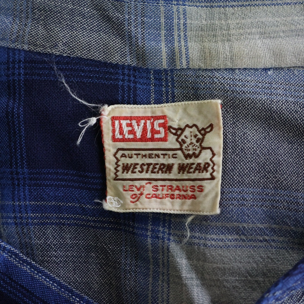 Levi's(リーバイス) VINTAGE 60S オンブレチェックウエスタンシャツ 長袖シャツ ブルー/ホワイト