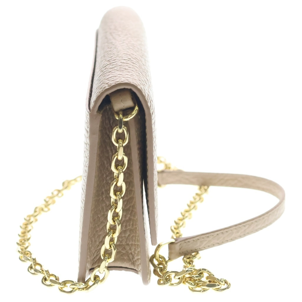 Maison Margiela(メゾンマルジェラ) 4ステッチ チェーンウォレット レザーショルダーバック ベージュ ゴールド金具 SA3UI0008 レディース