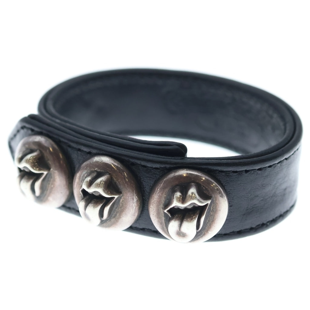 CHROME HEARTS(クロムハーツ) 3BTN 2SNP L&T リップアンドタン 3ボタン2スナップ レザーブレスレット ブラック/シルバー