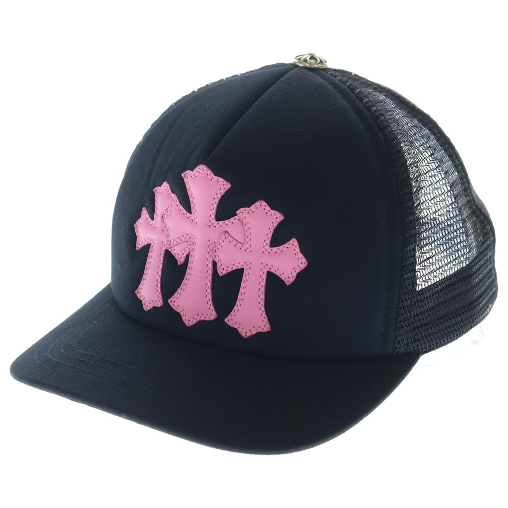 CHROME HEARTS(クロムハーツ) TRUCKER CAP トラッカーキャップ 3セメタリーレザーパッチ メッシュキャップ帽子 ピンク/ブラック