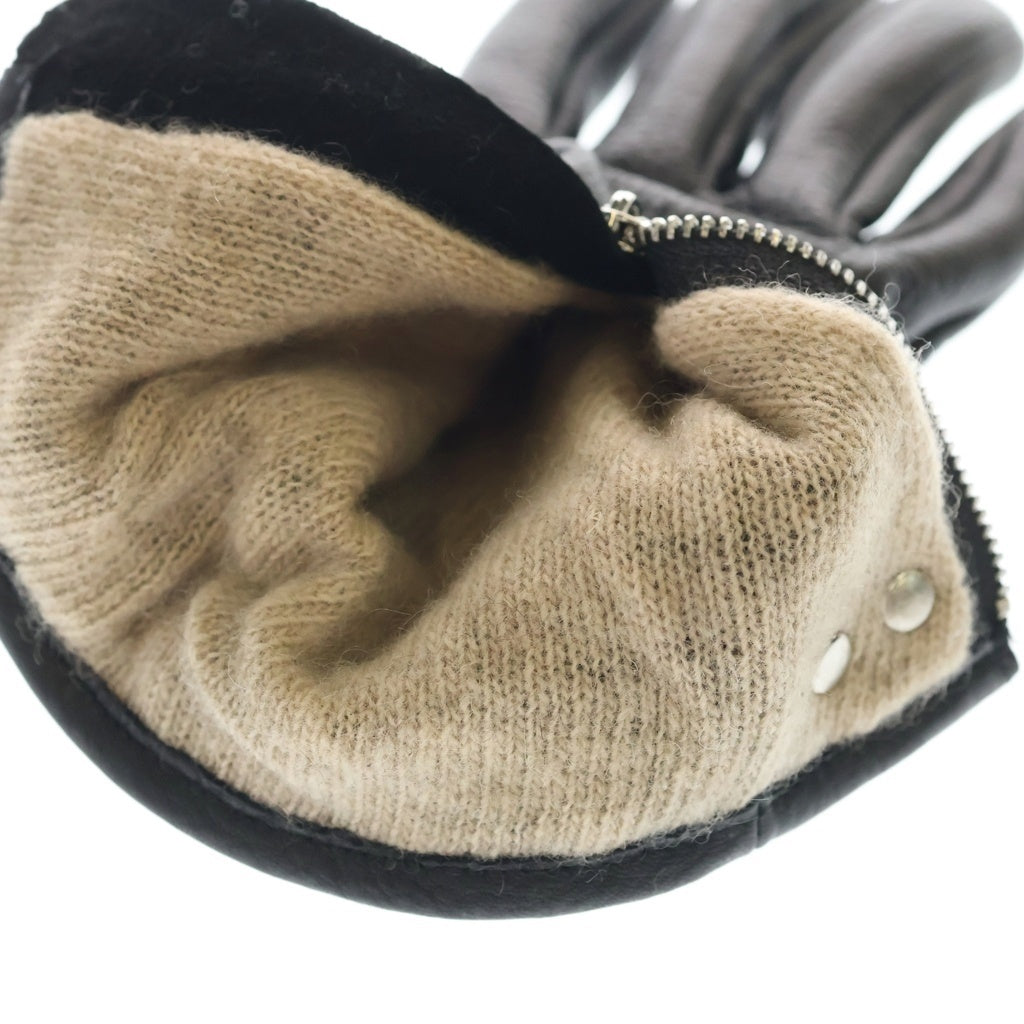 cvtvlist(カタリスト) CROSS LEATHER GLOVE ロゴ レザージップグローブ 手袋 ブラック