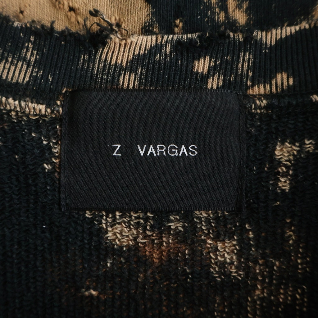 Z.VARGAS(ザックバルガス) クラストブリーチ加工 クルーネックスウェットトレーナー ブラック