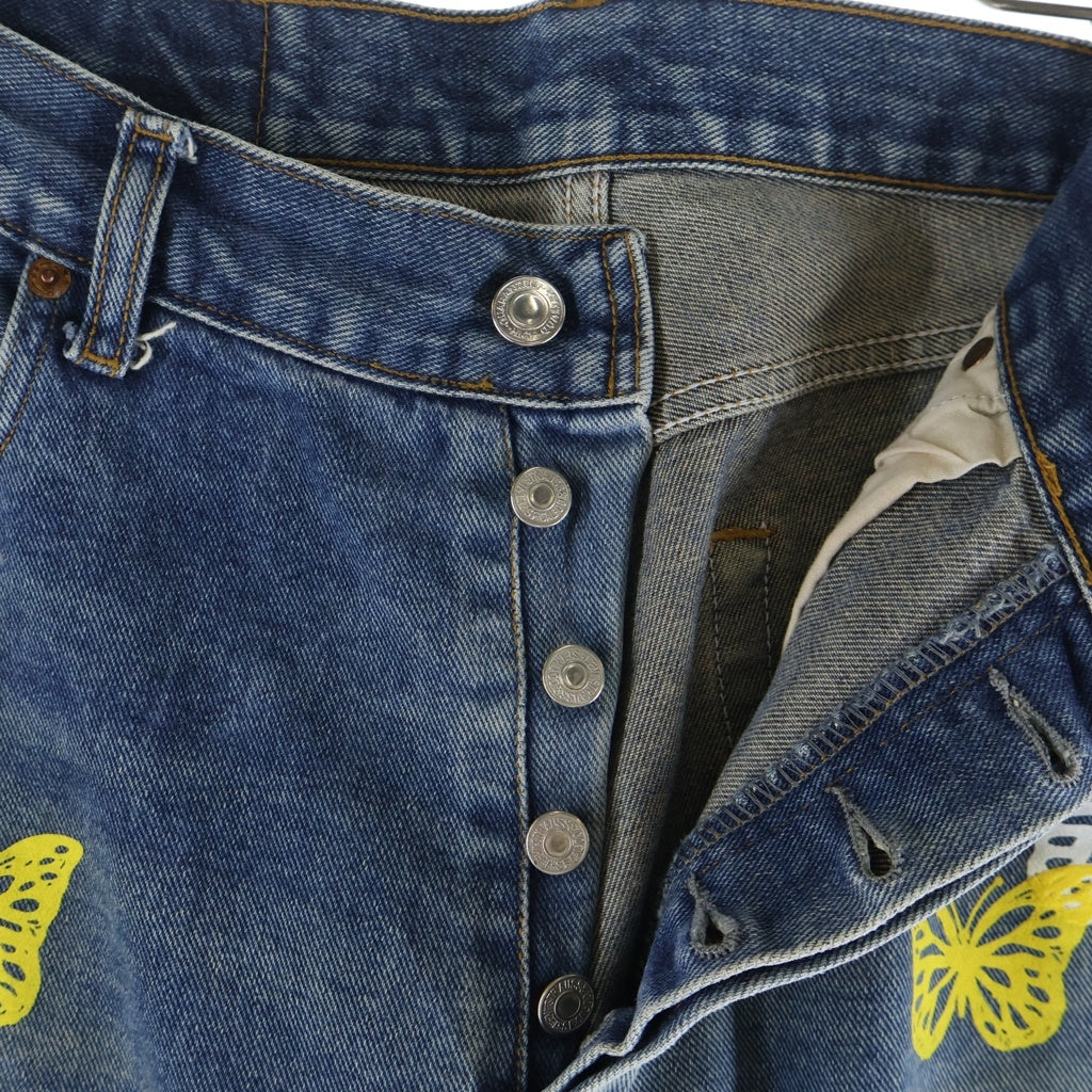 About Dreams(アバウトドリームズ) Butterfly Denim アバウトドリームス バタフライプリント リメイク デニムパンツ インディゴ