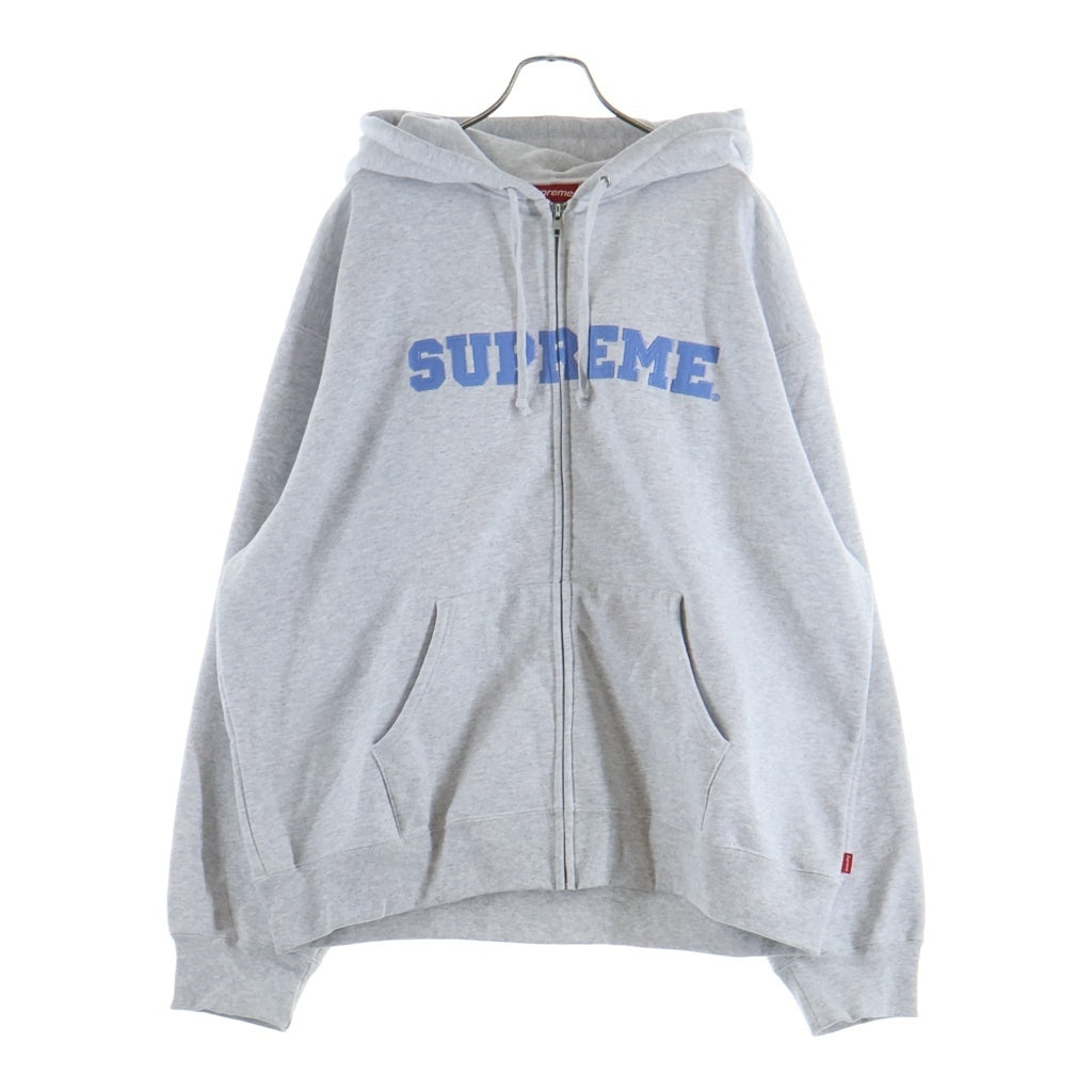 SUPREME(シュプリーム) 25SS Collegiate Applique Zip Up Hooded Sweatshirt ロゴ ジップアップパーカー グレー
