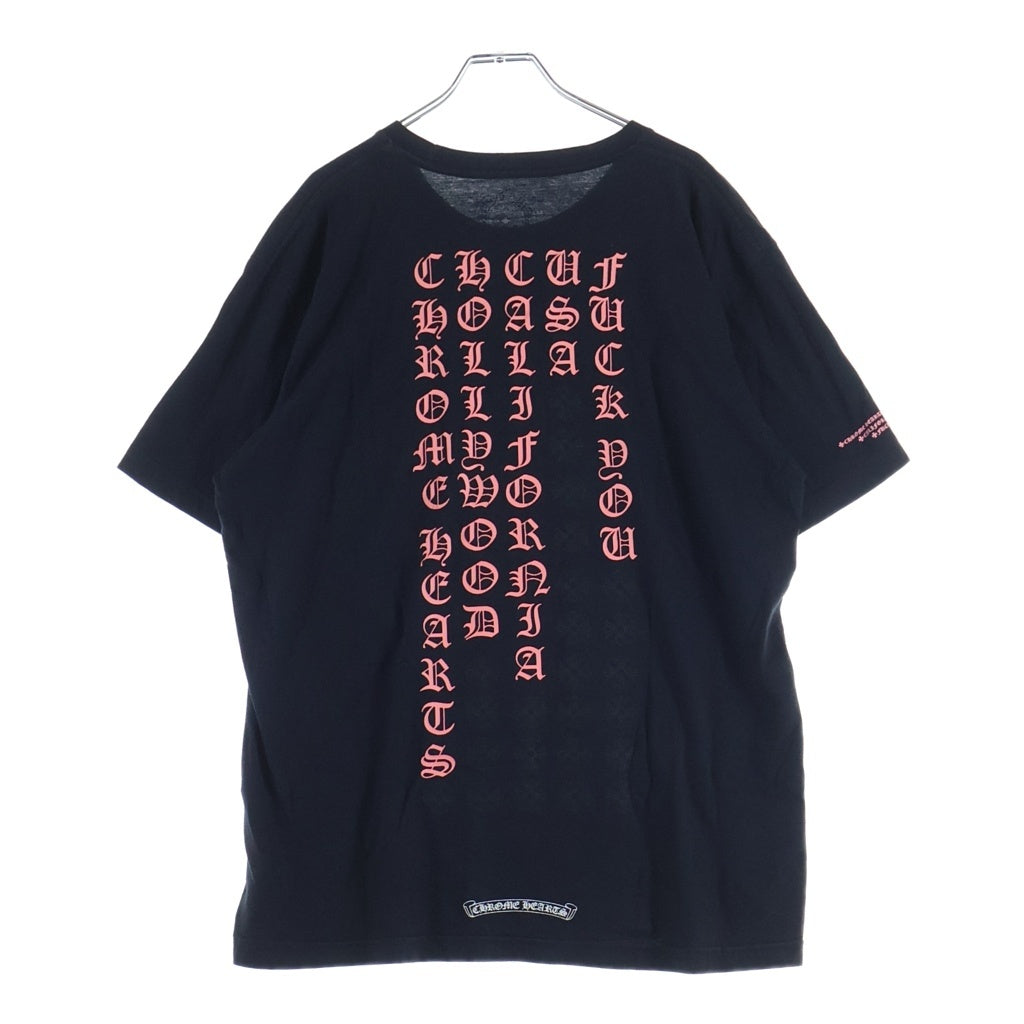 CHROME HEARTS(クロムハーツ) Pink Logo Tee ネオンピンク ロゴ 半袖Tシャツ ブラック/ピンク