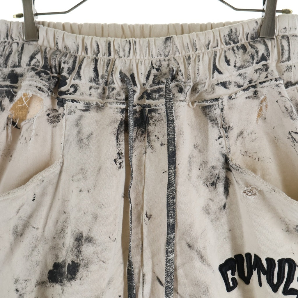 cvtvlist(カタリスト) 24SS USUALSWEAT PANTユージュアル刺繍 コーティングヴィンテージ加工 スウェットパンツ ホワイト 2401090401