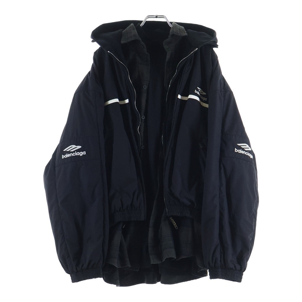 BALENCIAGA(バレンシアガ) 24SS LAYERED TRACKSUIT JACKET 773046 TNQ25 レイヤードトラックジャケットブルゾン ブラック