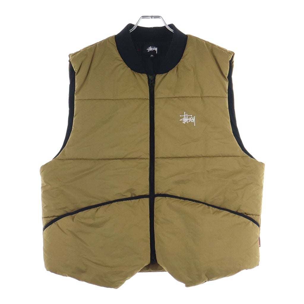 STUSSY(ステューシー) PRIMALOFT QUILTED VEST ロゴ刺繍 プリマロフト 中綿 ベスト ベージュ