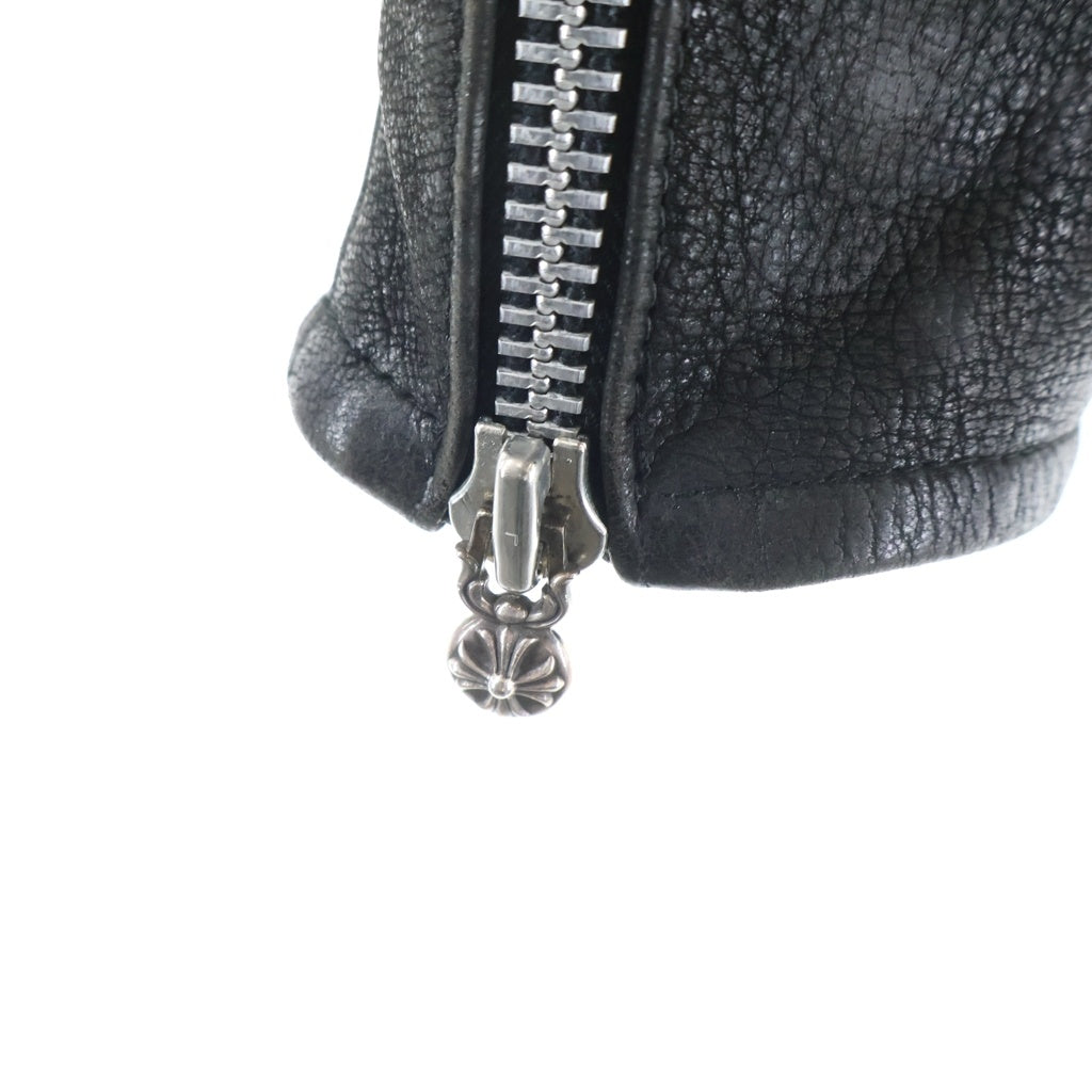 CHROME HEARTS(クロムハーツ) LEATHER HOODED JACKET デストロイレザー フード付きジャケット ブラック -