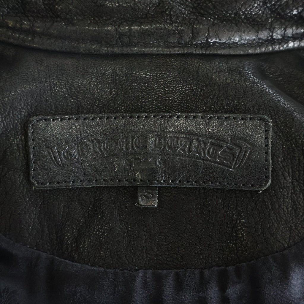 CHROME HEARTS(クロムハーツ) LEATHER HOODED JACKET デストロイレザー フード付きジャケット ブラック -