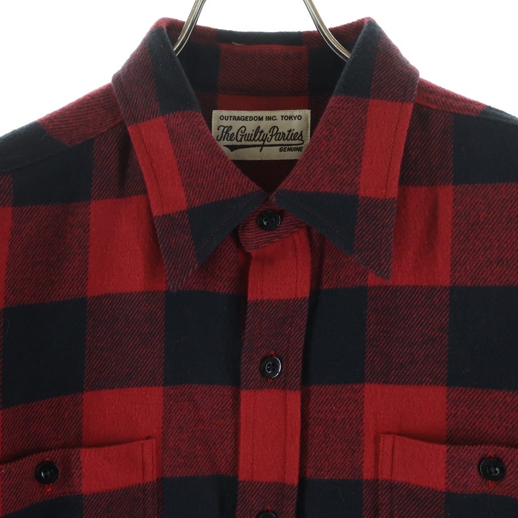 WACKO MARIA(ワコマリア) FLANNEL REGULAR COLLAR SHIRT フランネル ロングスリーブェックシャツ レッド