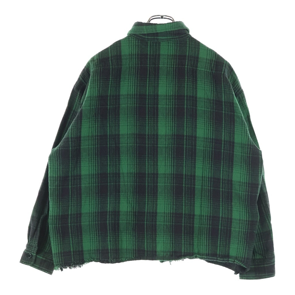 SAINT MICHAEL(セントマイケル) FRNL CHECK SHIRT カットオフ加工 フランネルシャツ グリーン SM-YS8-0000-024