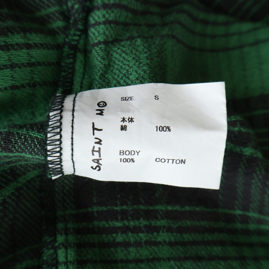 SAINT MICHAEL(セントマイケル) FRNL CHECK SHIRT カットオフ加工 フランネルシャツ グリーン SM-YS8-0000-024