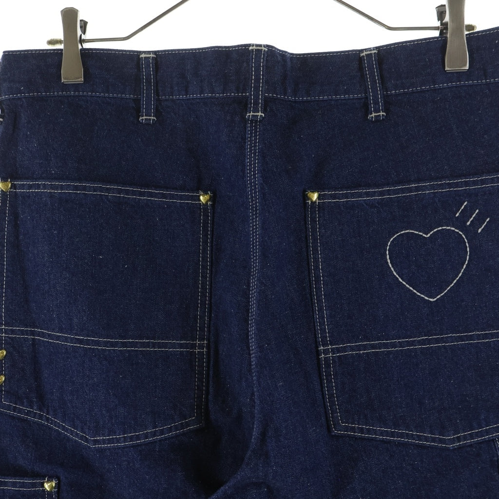 HUMAN MADE(ヒューマンメイド) ハートボタン装飾 ゴールド金具 カーゴデニムパンツ インディゴ