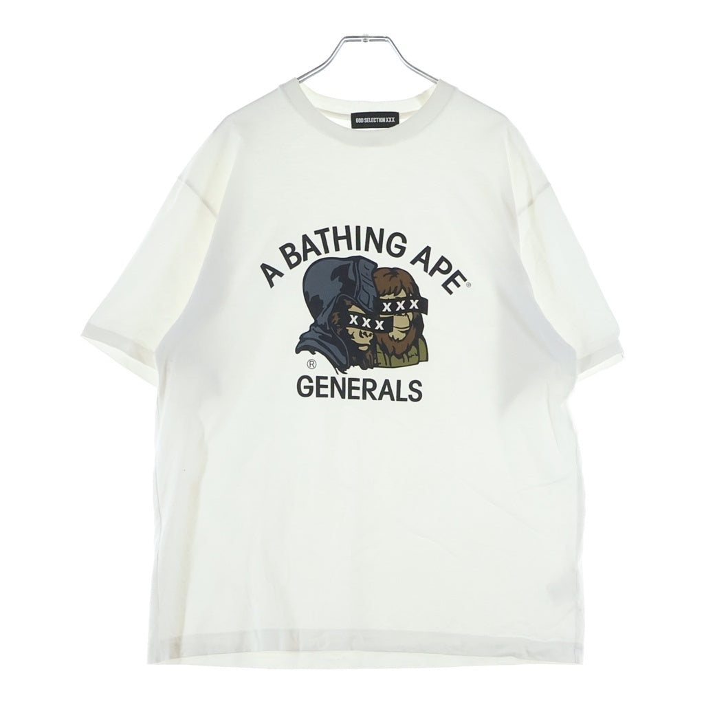 GOD SELECTION XXX(ゴッドセレクショントリプルエックス) ×A BATHING APE アベイシングエイプ ロゴプリント 半袖Tシャツカットソー ホワイト