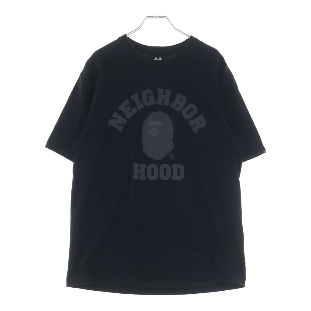 A BATHING APE(アベイシングエイプ) ×NEIGHBORHOOD ネイバーフッド ロゴプリント 半袖Tシャツカットソー ブラック