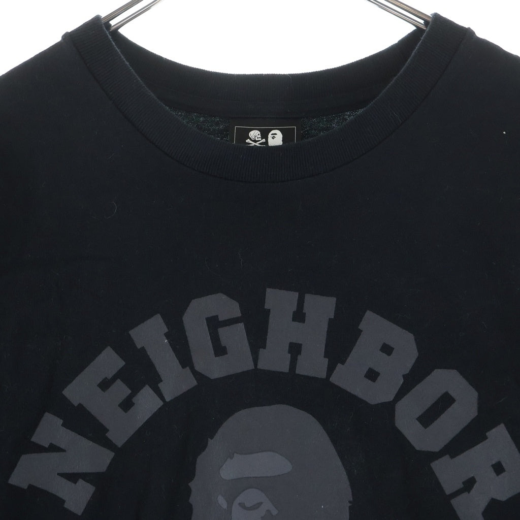 A BATHING APE(アベイシングエイプ) ×NEIGHBORHOOD ネイバーフッド ロゴプリント 半袖Tシャツカットソー ブラック