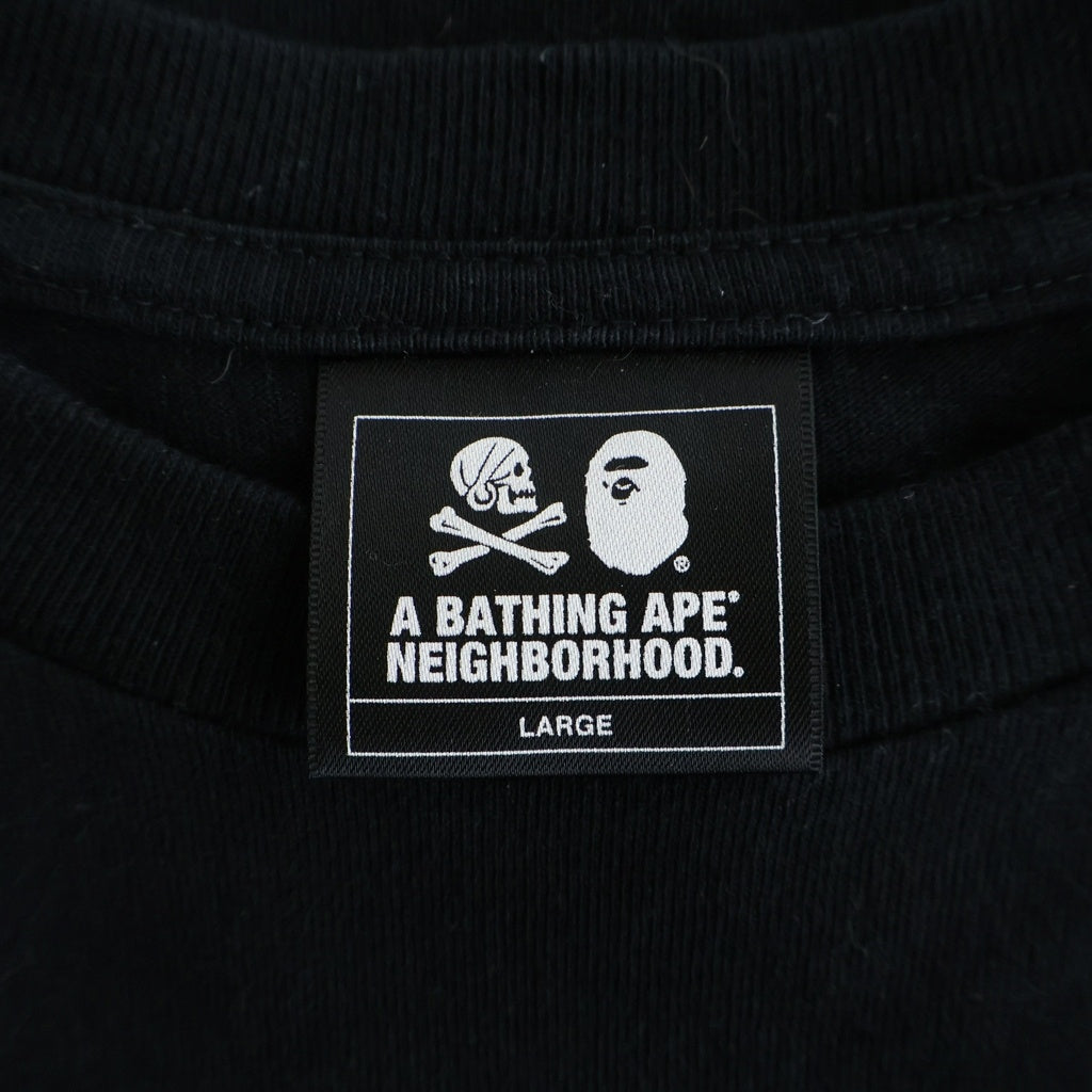 A BATHING APE(アベイシングエイプ) ×NEIGHBORHOOD ネイバーフッド ロゴプリント 半袖Tシャツカットソー ブラック