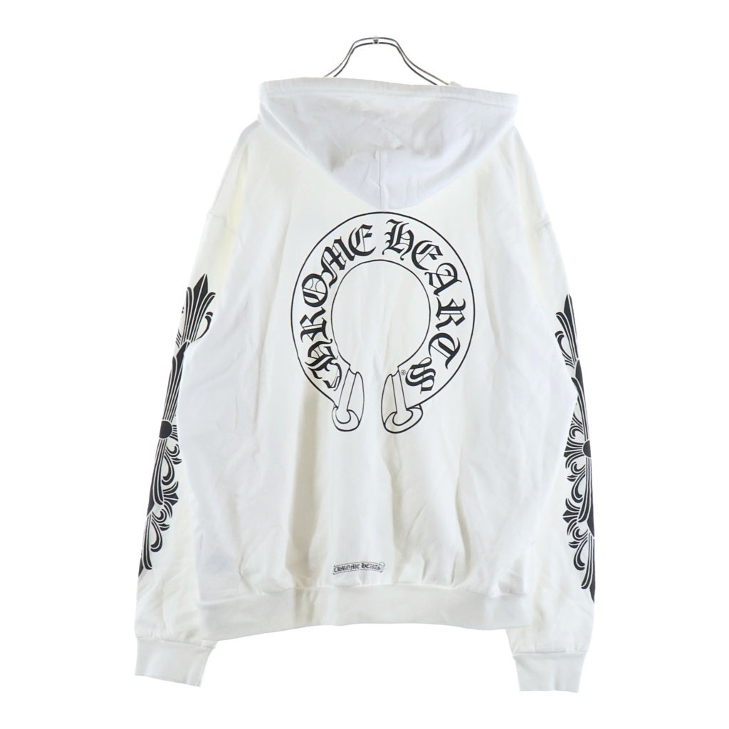 CHROME HEARTS(クロムハーツ) SWTSHRT HD ZIP バックホースシューアームフローラルジップパーカー ホワイト -