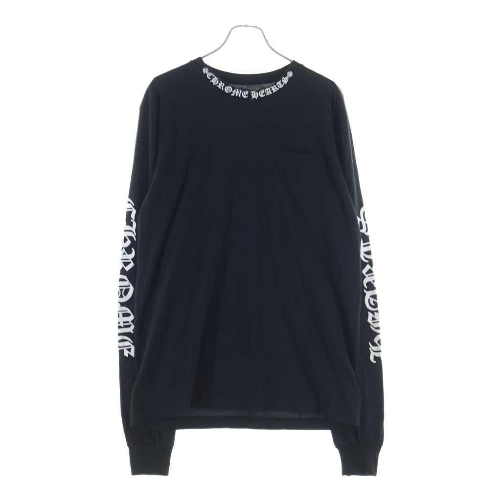 CHROME HEARTS(クロムハーツ) CH LS NECK LOGO ネックロゴプリント 袖ロゴ 長袖Tシャツ ロングスリーブカットソー ブラック