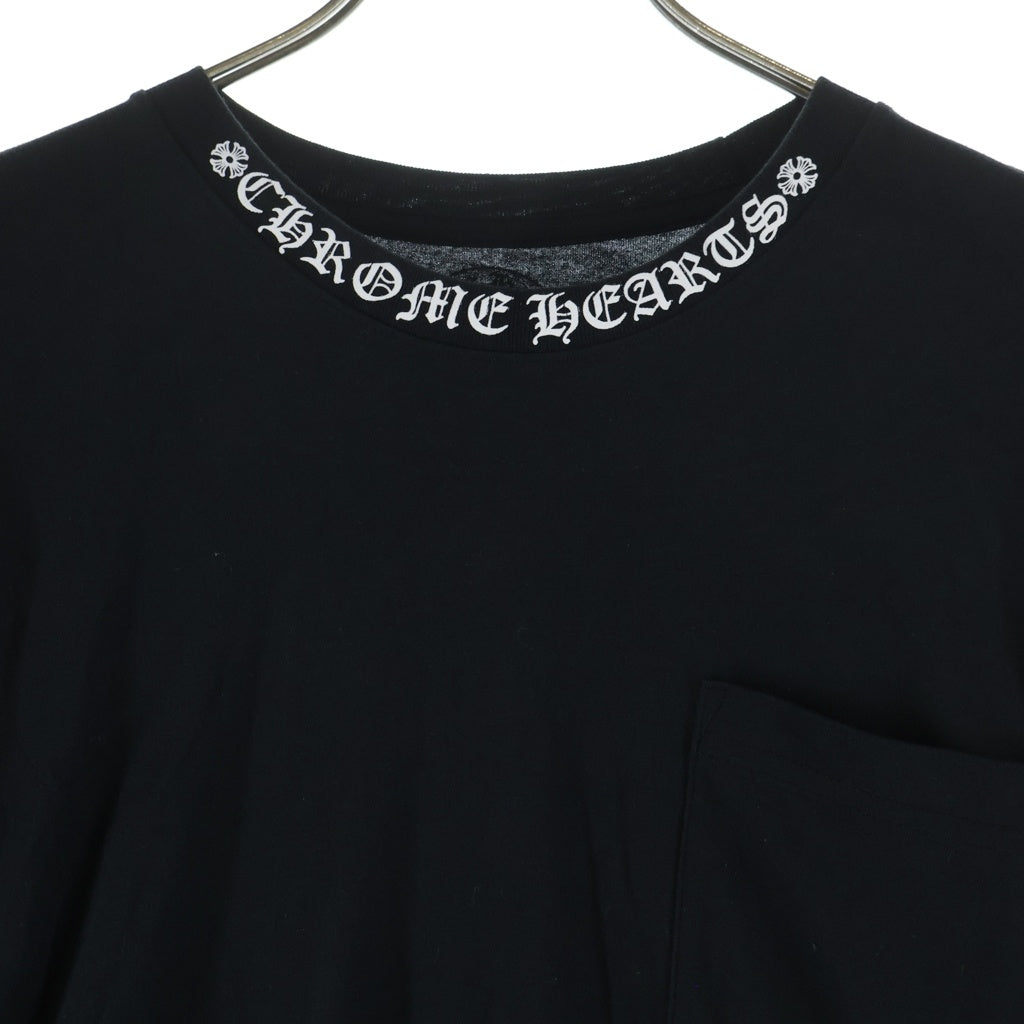 CHROME HEARTS(クロムハーツ) CH LS NECK LOGO ネックロゴプリント 袖ロゴ 長袖Tシャツ ロングスリーブカットソー ブラック