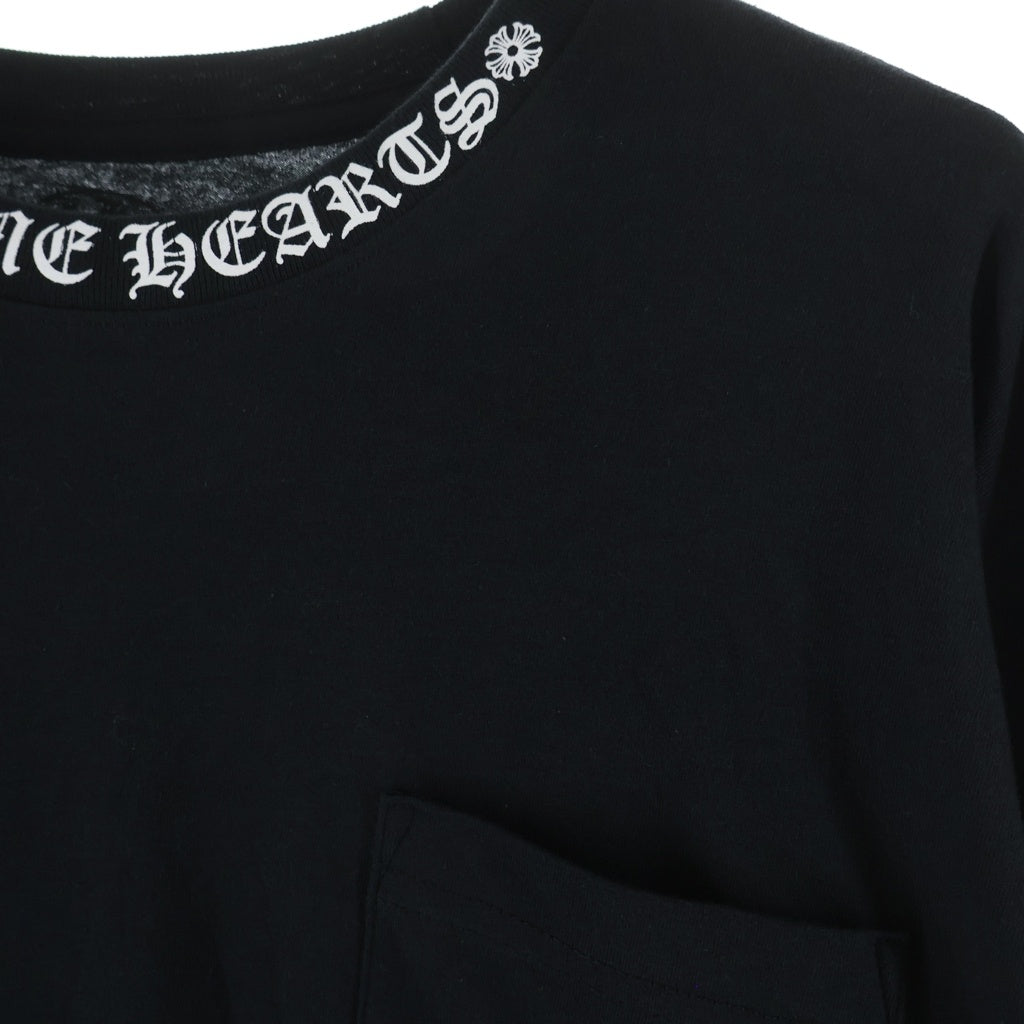 CHROME HEARTS(クロムハーツ) CH LS NECK LOGO ネックロゴプリント 袖ロゴ 長袖Tシャツ ロングスリーブカットソー ブラック
