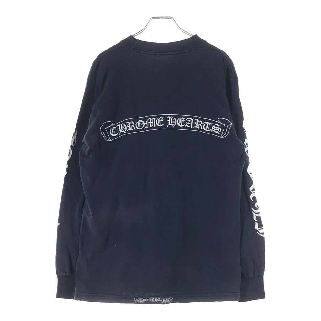 CHROME HEARTS(クロムハーツ) OLD CH L S 1 スクロールラベルプリントロングスリーブTシャツ クルーネック長袖Tシャツ カットソー ブラック