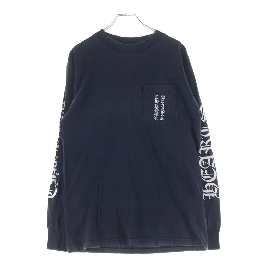 CHROME HEARTS(クロムハーツ) OLD CH L S 1 スクロールラベルプリントロングスリーブTシャツ クルーネック長袖Tシャツ カットソー ブラック