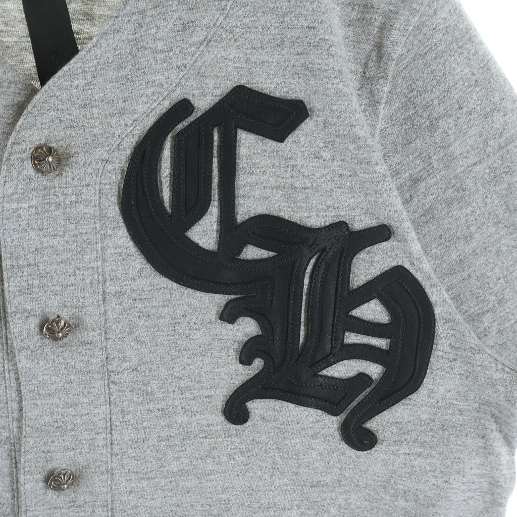 CHROME HEARTS(クロムハーツ) クロスボールボタンCHレザー付ベースボール半袖シャツ グレー