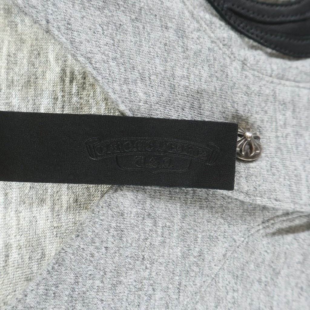 CHROME HEARTS(クロムハーツ) クロスボールボタンCHレザー付ベースボール半袖シャツ グレー