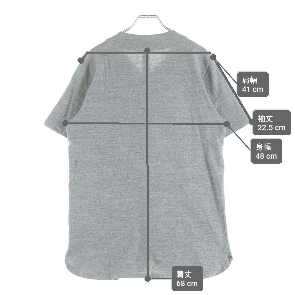 CHROME HEARTS(クロムハーツ) クロスボールボタンCHレザー付ベースボール半袖シャツ グレー