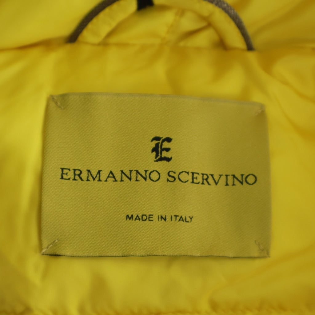 ERMANNO SCERVINO(エルマンノシェルヴィーノ) ロゴ刺繍 フード付きダウンコート イエロー EE9814210