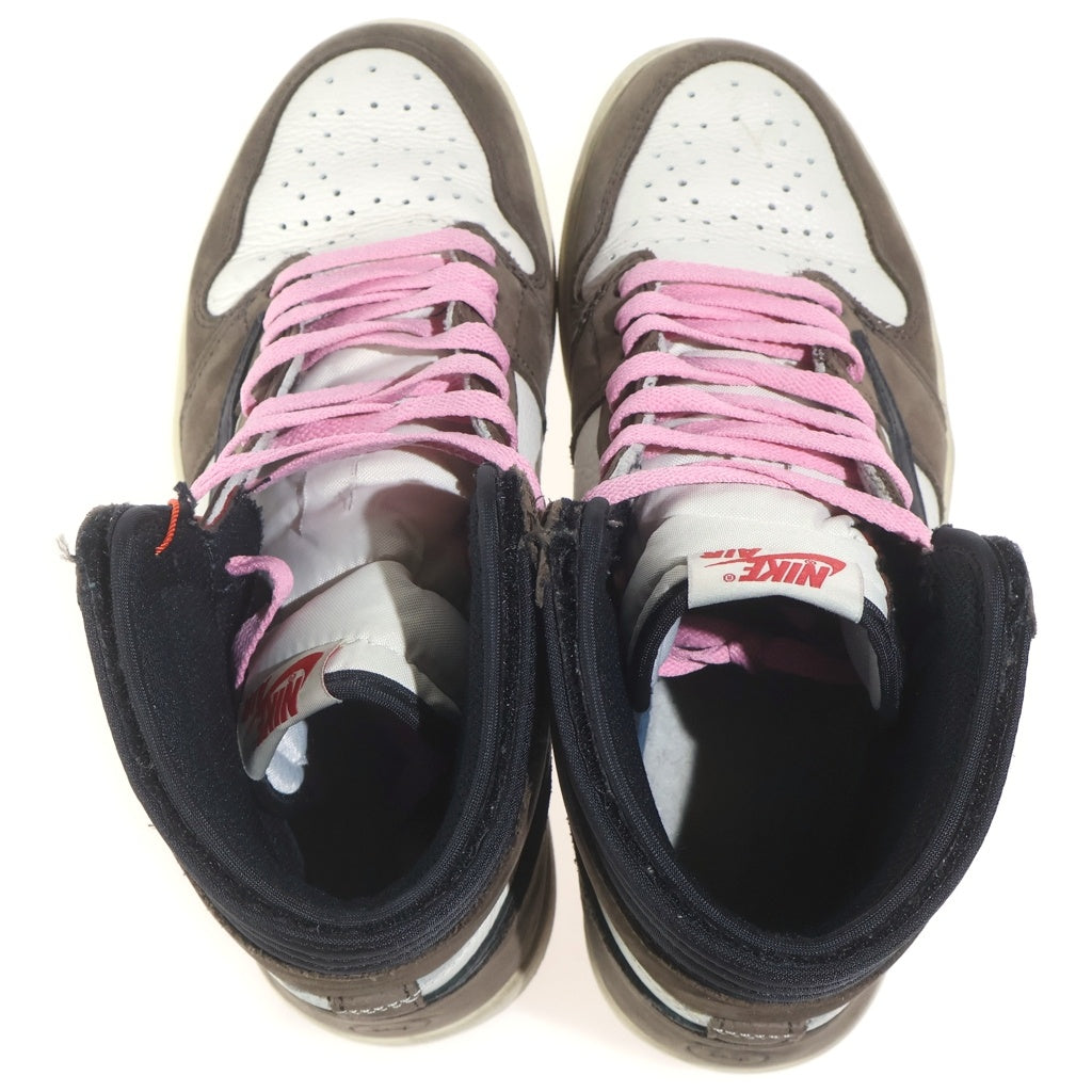 NIKE(ナイキ) ×TRAVIS SCOTT AIR JORDAN 1 HIGH OG TS SP CD4487-100 トラヴィススコット エアジョーダン1 ハイカットスニーカー ブラウン/ホワイト US8.5/26.5cm