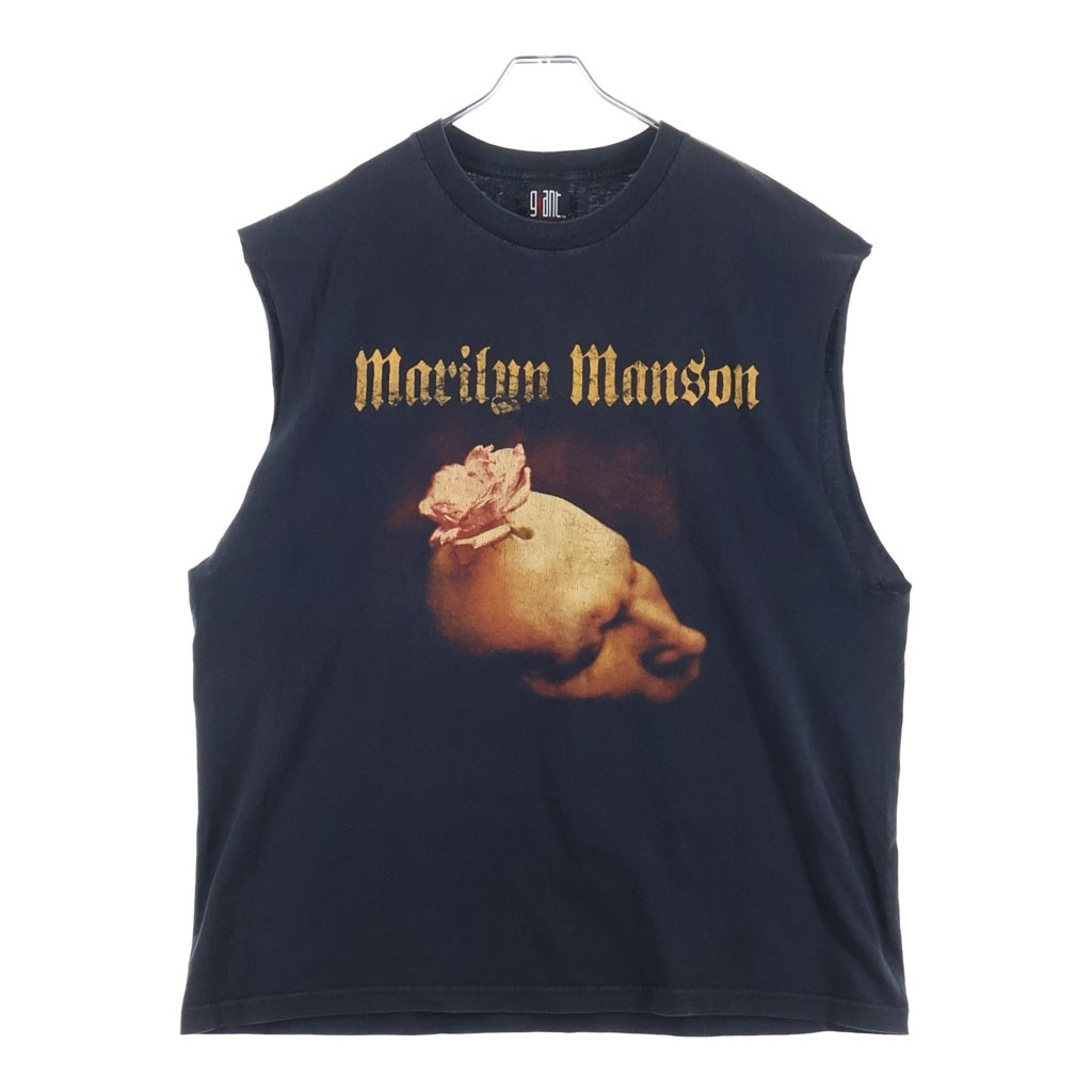 VINTAGE(ヴィンテージ) 90S MARILYN MANSON 2001 HOLYWOOD FLOWER スリーブカット 両面プリントTシャツ ブラック