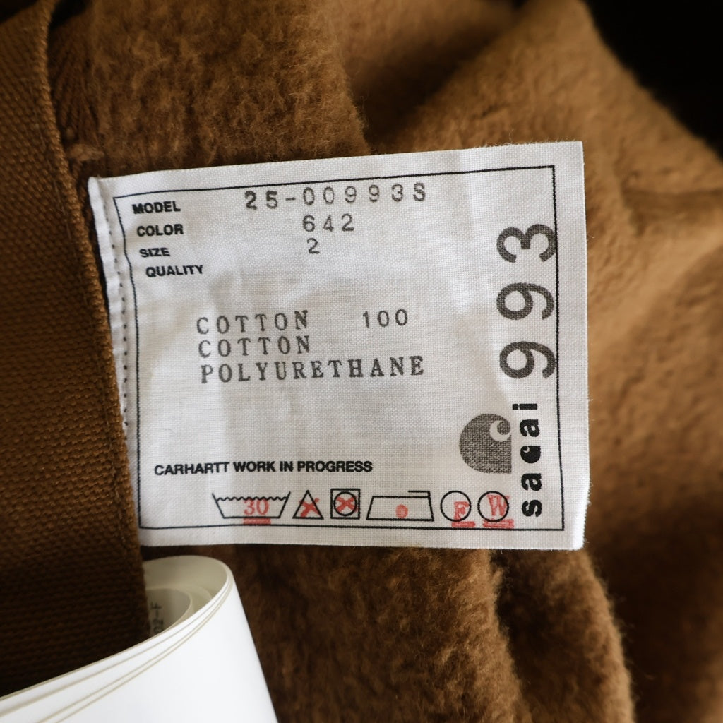 Sacai(サカイ) 25SS ×CARHARTT WIP Cotton Jersey Hoodie コットン プルオーバーパーカー ブラウン 25-00993S