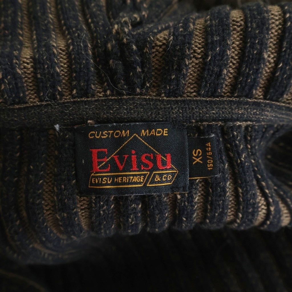 EVISU(エビス) ロゴロープ刺繍 ファー付きジップアップニットジャケット ブラウン 2EAHTW5CN4060XXCT レディース