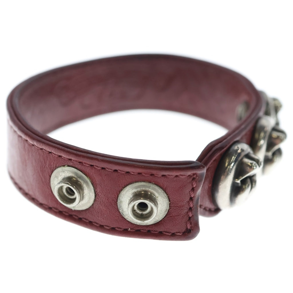 CHROME HEARTS(クロムハーツ) 3BTN 2SNP L&T リップアンドタン 3ボタン2スナップ レザーブレスレット レッド -
