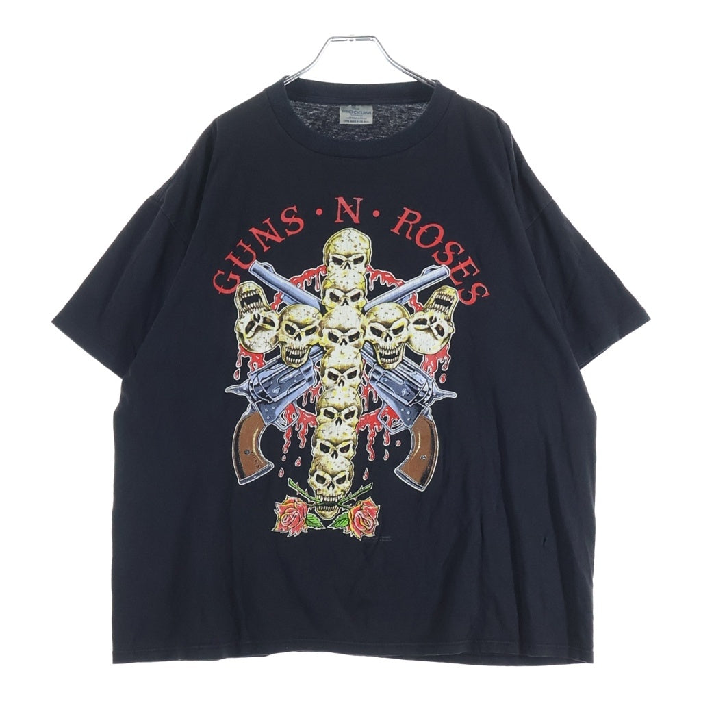VINTAGE(ヴィンテージ) 90S GUNS N' ROSES SKULL CROSS GUN USE YOUR ILLUSION BROCKUMボディ ガンズアンドローゼズ 両面プリント クルーネック半袖Tシャツ -