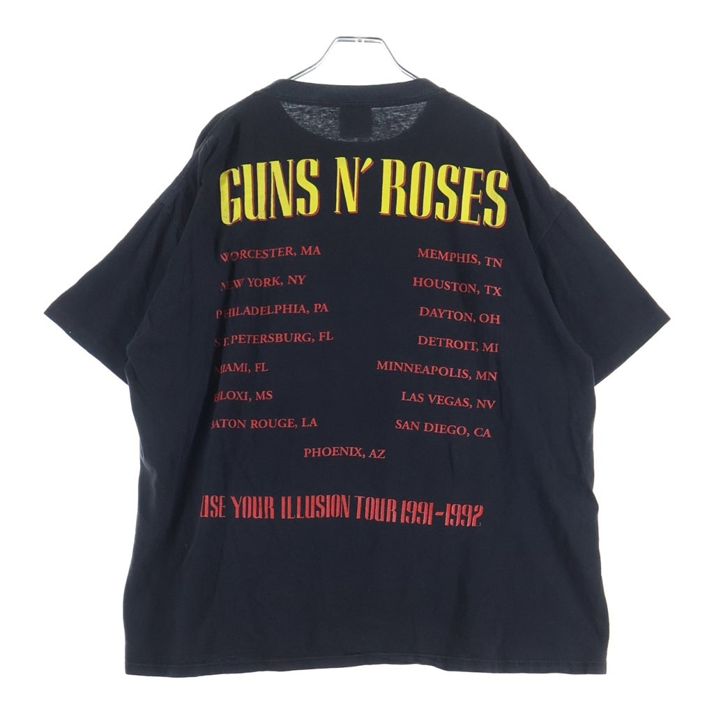 VINTAGE(ヴィンテージ) 90S GUNS N' ROSES SKULL CROSS GUN USE YOUR ILLUSION BROCKUMボディ ガンズアンドローゼズ 両面プリント クルーネック半袖Tシャツ -