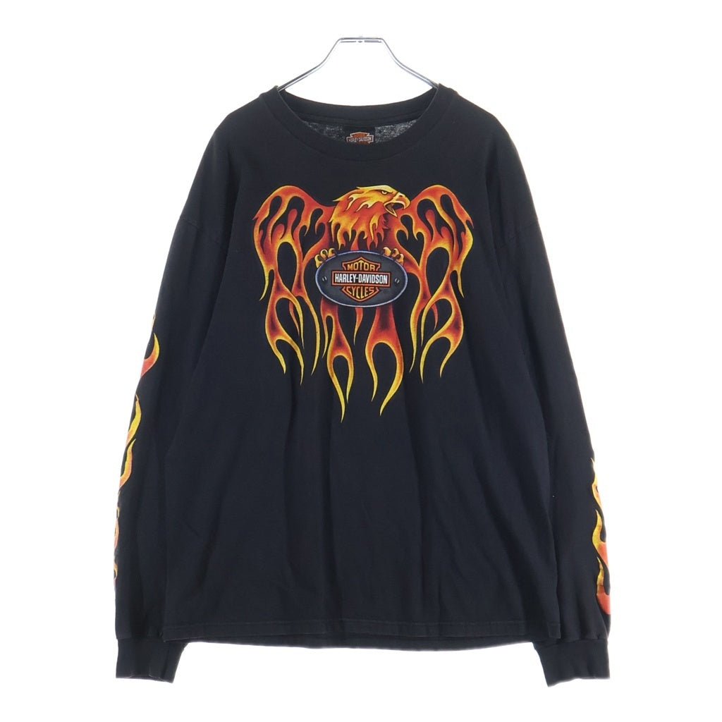 HARLEY DAVIDSON(ハーレーダビッドソン) VINTAGE 00s FIRE FLAME L/S ブルー フレイム ロンT 長袖カットソー ブラック