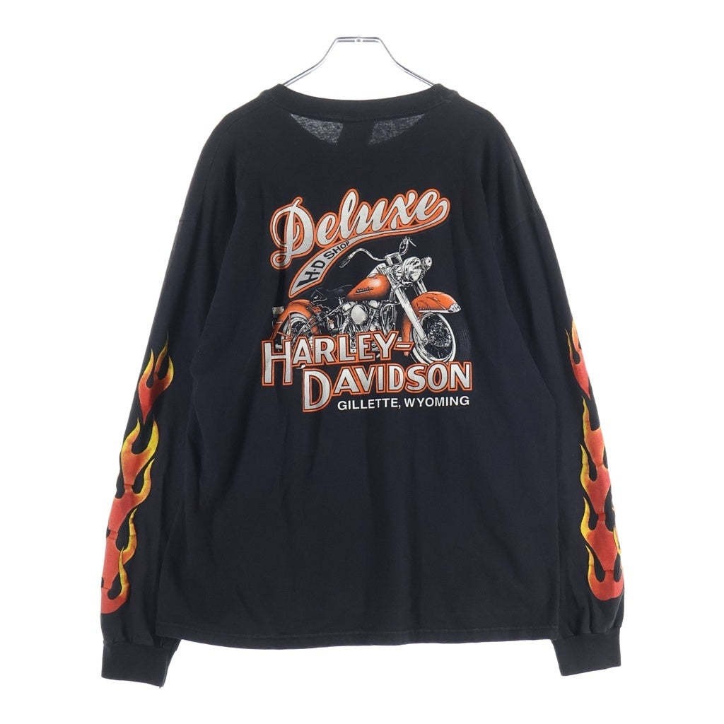 HARLEY DAVIDSON(ハーレーダビッドソン) VINTAGE 00s FIRE FLAME L/S ブルー フレイム ロンT 長袖カットソー ブラック
