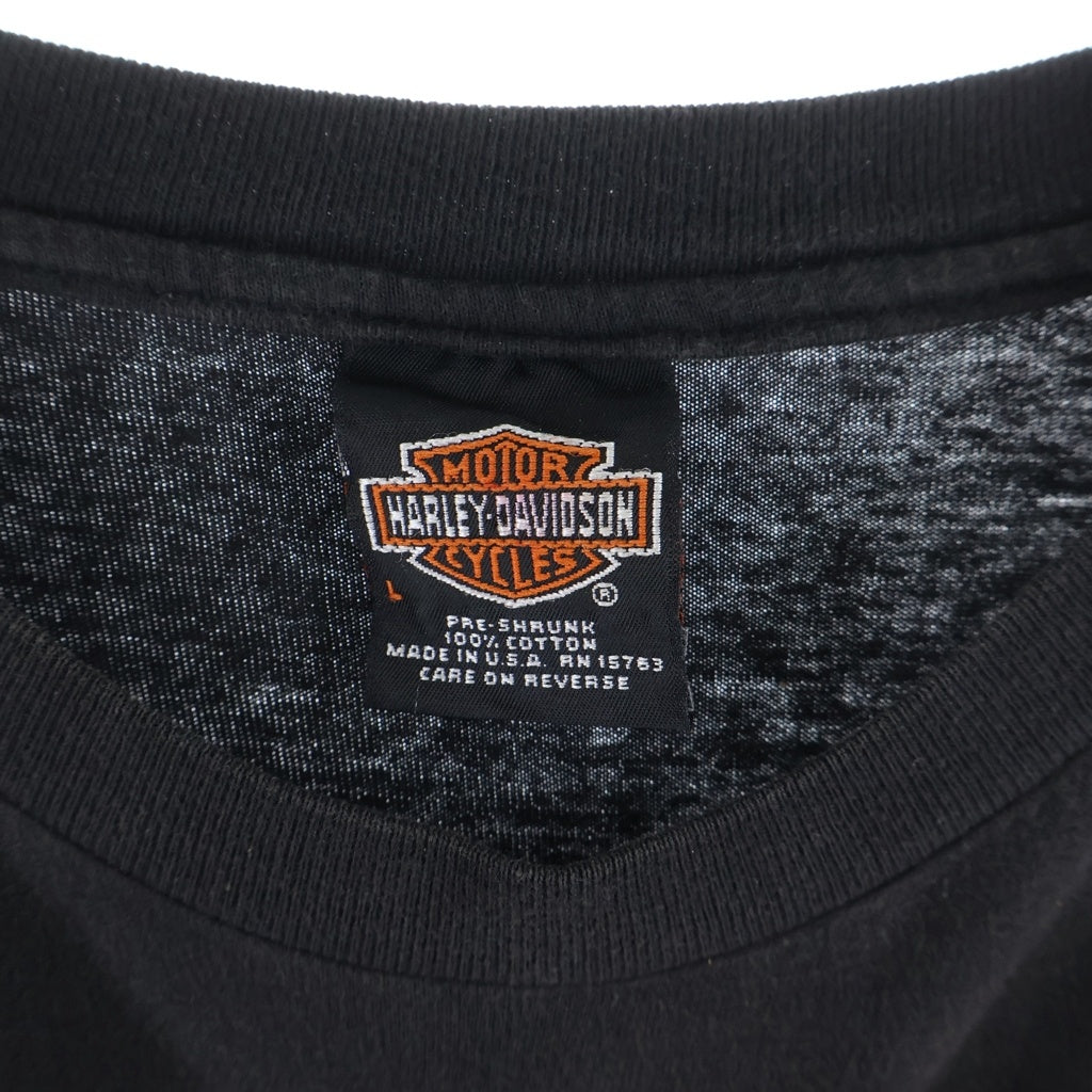 HARLEY DAVIDSON(ハーレーダビッドソン) VINTAGE 00s FIRE FLAME L/S ブルー フレイム ロンT 長袖カットソー ブラック