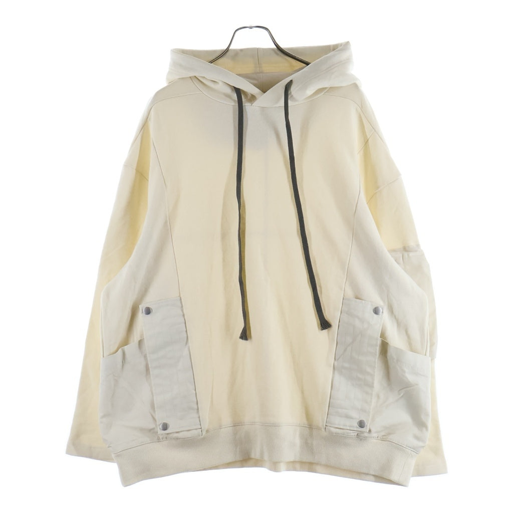 A.F ARTEFACT(エーエフアーティファクト) Nylon Combi Sweat Hoodie ナイロン切替 プルオーバーパーカー ホワイト 410822118