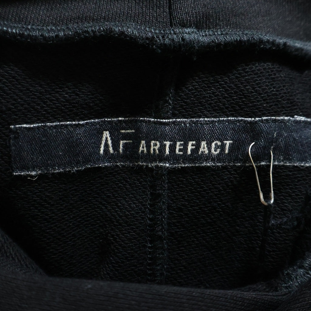 A.F ARTEFACT(エーエフアーティファクト) Nylon Combi Sweat Hoodie ナイロン切替 プルオーバーパーカー ブラック 410822118