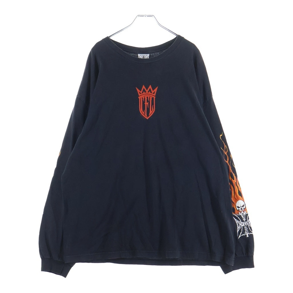 VINTAGE(ヴィンテージ) WEST COAST CHOPPERS FLAMING ARM SKULL L/S TEE ウェストコーストチョッパーズ スカルフレイム 長袖Tシャツカットソー ブラック -