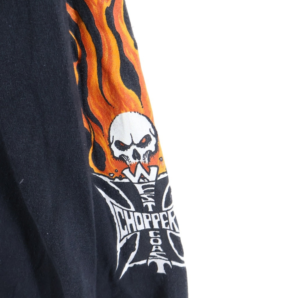 VINTAGE(ヴィンテージ) WEST COAST CHOPPERS FLAMING ARM SKULL L/S TEE ウェストコーストチョッパーズ スカルフレイム 長袖Tシャツカットソー ブラック -