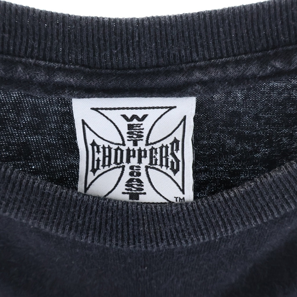 VINTAGE(ヴィンテージ) WEST COAST CHOPPERS FLAMING ARM SKULL L/S TEE ウェストコーストチョッパーズ スカルフレイム 長袖Tシャツカットソー ブラック -