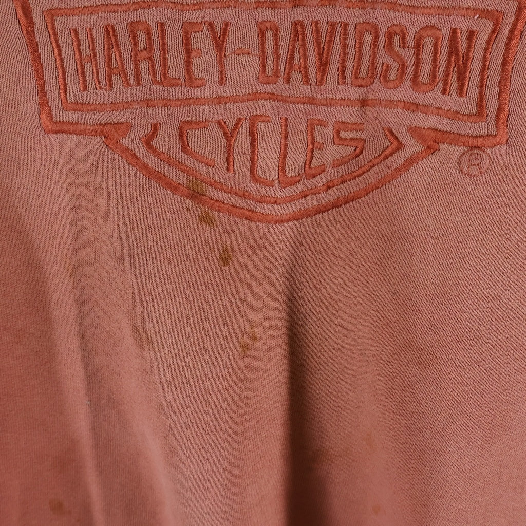 HARLEY DAVIDSON(ハーレーダビッドソン) 90s エンブレム刺繍 フェードボロスウェット オレンジ -